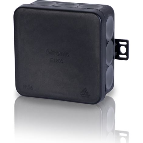 Boîte de dérivation F-TRONIC E1200, 80x80x37 mm, noire