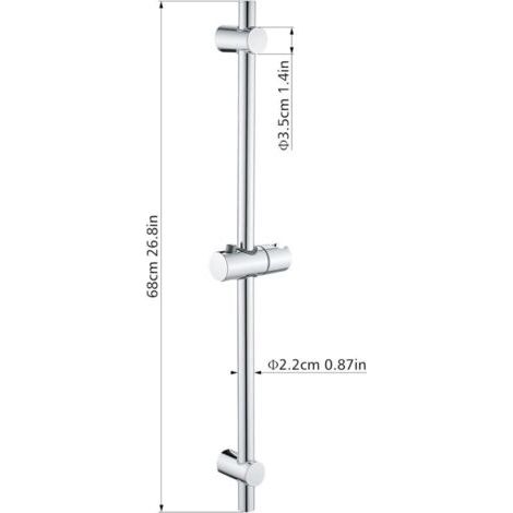 NALOOKAMIC  Barre de Douche Acier inoxydable Ensemble de Douche 68cm Avec Support de Douche Dimensions 68 x 2,2 cm, chromé