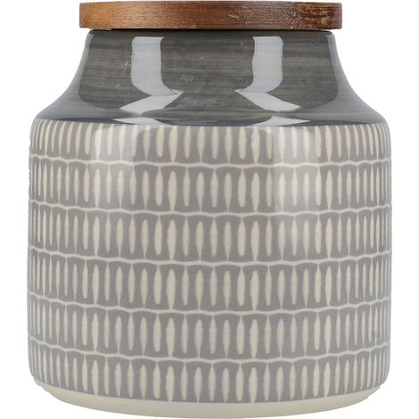 Mikasa Canister Storage Drift-Barattolo in Ceramica, Grigio, 12.5 x 12.5 x 12.5 cm (1/4)