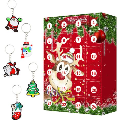Coffret Surprises Avent 24 Jours Calendrier De L'Avent Jouet Porte Clefs Renne Noel (1/2)