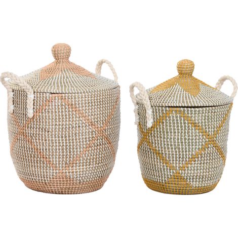 Cesta Set 2 Seagrass Algodon 41X41X57 Coral (1/3)