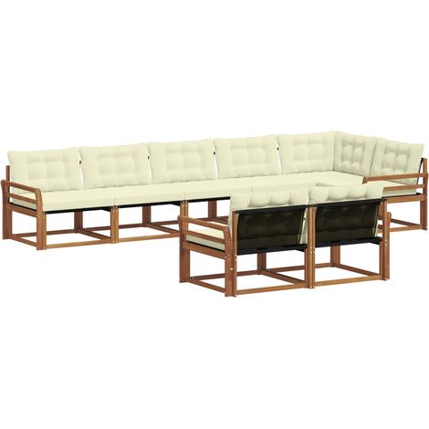 Set di divani da esterno con cuscino 8 pcs Naturale e Crema vidaXL