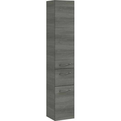 Hochschrank SOLINGEN-66 in Graphit Struktur quer Nb. - B/H/T: 30/168/33cm (1/2)