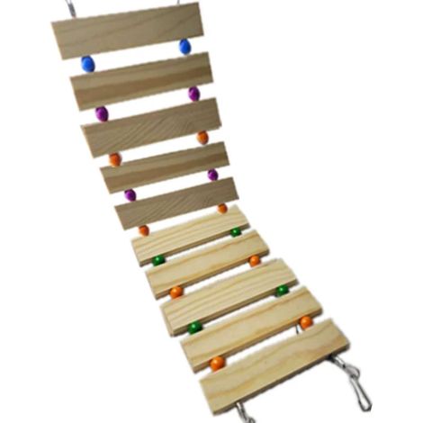 1 Balançoire en bois naturel, crochet acier, perche échelle pour poules, volailles, perroquets, cage extérieure (1/5)