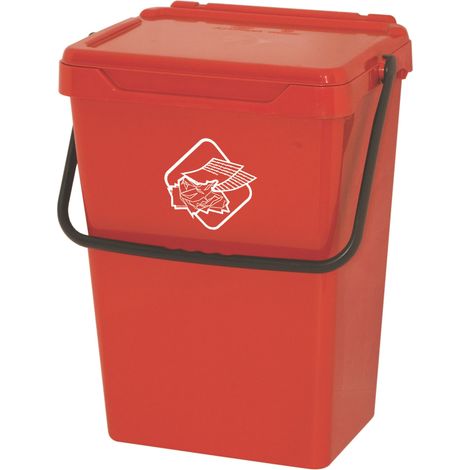 cassonetto in plastica rossa con coperchio per raccolta differenziata, 35 lt (1/4)
