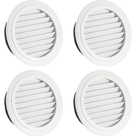 4 Pièces Grille Ventilation, Grille Aeration 100mm, Grille de Ventilation, Grille Aeration Ronde, Grille de Ventilation Ronde, Grille D'aération Extérieure Protection Contre les Lnsectes Blanc (1/5)