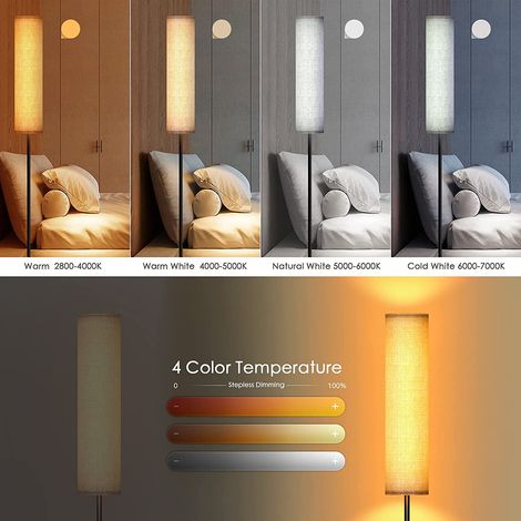 LED-Stehlampe mit stufenlos einstellbarer Helligkeit und Farbe, ideal für Schlafzimmer oder Büro. EU-Stecker 100–240 V. (1/5)