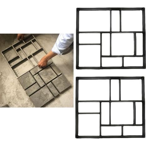 Moule a Pavé Beton Jardin, Moule à Pavé en Plastique, Moule Pierre Asymétrique Dalle Brique Ciment Béton pour Bricolage Allée Jardin Chemin Pation Terrasse (45x40x4cm),A (1/4)