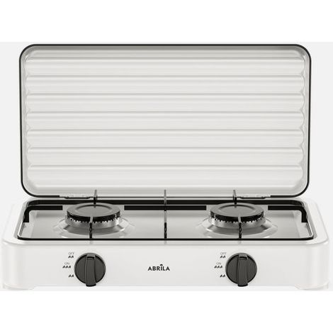 Cocina a gas butano foster blanca 4400w 2quemador solo exterior,tapa protecc.reg.int.6,5x46,5x26cm