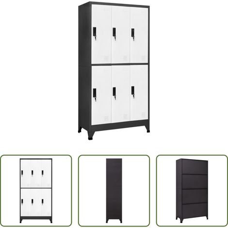 Schrank für Kleidung - Schließfachschrank Anthrazit und Weiß 90x45x180 cm Stahl (1/5)