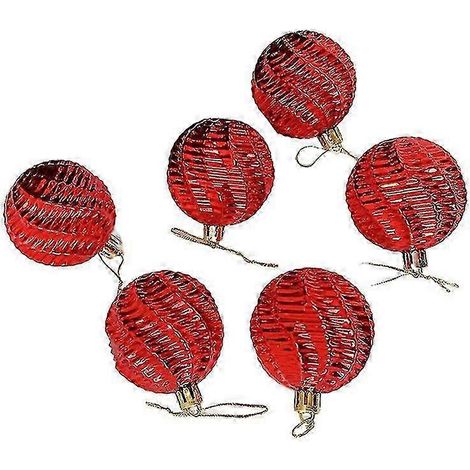 Lot de 6 boules de Noël de 6 cm, motif spirale, incassables, couleurs vives, cordon, décor délicat, réutilisables, pour fêtes de Noël. (1/5)