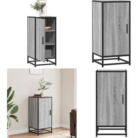 vidaXL Sideboard Grau Sonoma 35,5x35x76 cm Holzwerkstoff und Metall (1/5)