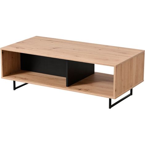 Tavolino da Salotto Corsano, con Piedini, 2 Vani, Forma Rettangolare, 120.5x60.5x42.5h cm Marrone Rovere Nodi