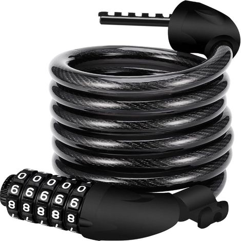Antivol de vélo à combinaison 5 chiffres, câble 120 cm, haute sécurité avec support (1/5)