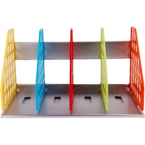 Buchstützen aus Metall, vierteilige Buchstützen mit Gittereinsatz, faltbarer Aktenschrank, PP-Buchstützen, farbige DIY-Regale, geeignet für Arbeits- und Kinderzimmer, 38 x 21 x 21 cm (1/4)