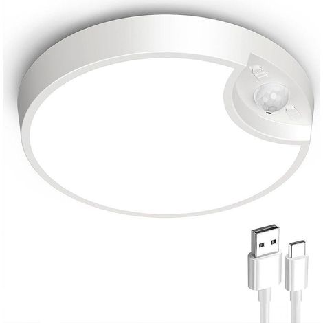 Plafonnier à détecteur de mouvement, rechargeable par USB, veilleuse à induction pour placards, douches, escaliers et couloirs. (1/5)