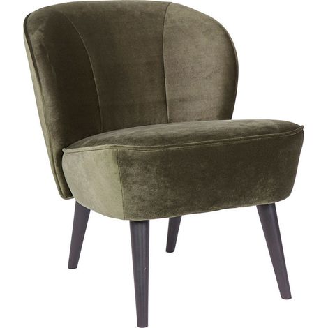 Fauteuil cocktail en velours - Vert kaki - SARA (1/5)