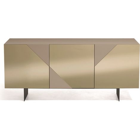 Madia credenza 3 ante in vetro specchio Bronzo e cassa Tortora ARTE 180 con 2 piedini (1/5)