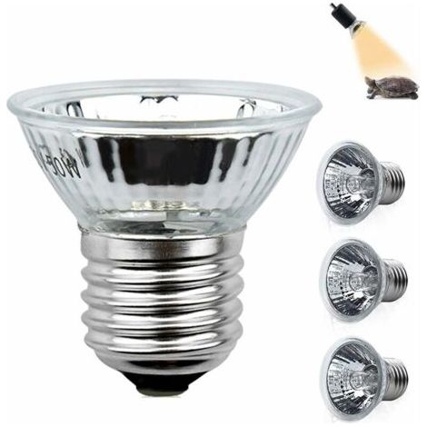 Lampe Chauffante Tortue 50W E27 Uva Uvb Ampoule À Spectre Complet Reptile Chauffage Ampoule Halogène Gradable Pour Lézard, Tortues D'Eau, Araignées, Grenouilles Ac 220-240V (4 Pièces) (1/5)