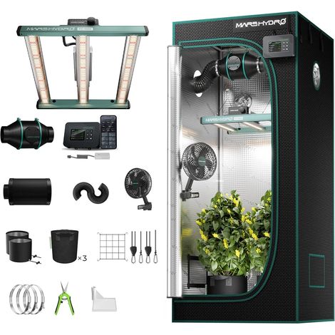 Kit Complet de Tente de Culture LED Grow Light Lamp Full Spectrum, Dimmable, with 80X80X160cm Growtent with 4inch Ventilation Set with Digital Controller (1/5)