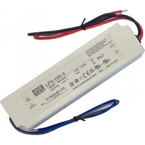 MW MEAN WELL LPV-100-5 Alimentatore Trasformatore CV Impermeabile IP67 5V 60W 12A Input 220V e 110V