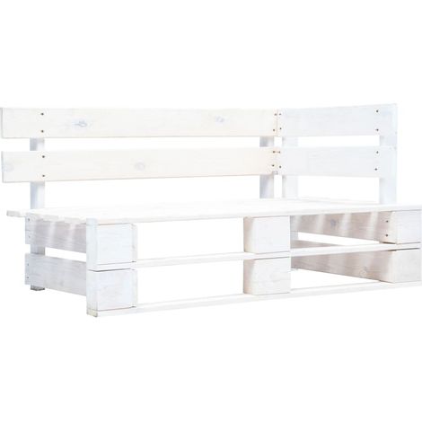 Banc de jardin meuble de patio d'extérieur terrasse d'angle palette de jardin bois 110 x 65 x 55 cm blanc