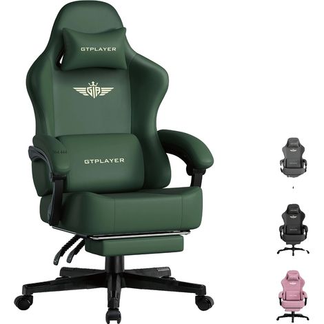 Silla de oficina ergonómica, tejido transpirable, respaldo ajustable, color verde cuero. (1/2)