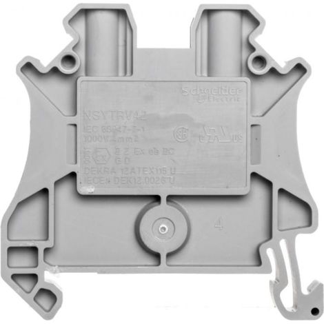 Connettore a 2 fili per guida DIN, 4 mm², grigio, NSYTRV42