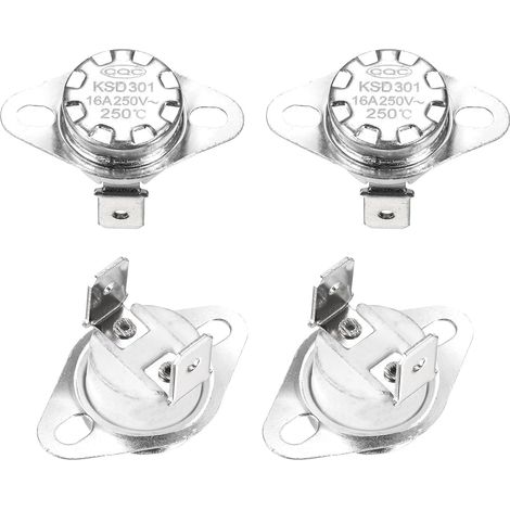 Interrupteur de Température KSD301 - 4 Pièces - Céramique - 250°C Normalement Fermé - Pour Four Micro-onde - 6,3mm (1/4)