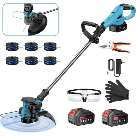 Coupe-Bordure sans Fil 21V (2X 4.0Ah) – 30cm, 2,3kg – Compatible avec Batteries 18V / 21V Courantes – Inclus : Sécateur, Lunettes de Protection et Gants (1/5)