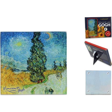 Posavasos de cristal DEBAJO de la taza camino Con cipreses VAN gogh posavasos de cristal (1/3)