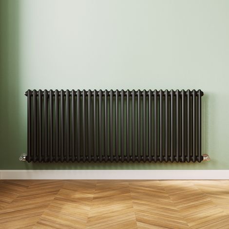 ELEGANT 600 x 1460mm Traditional Black Radiator Double Rads Central Heating Radiator for Kithcen, Living Room, Bathroom Radiators