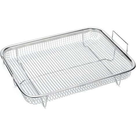 1 panier à friture pour four. panier en maille antiadhésive. plateau de friture en maille métallique