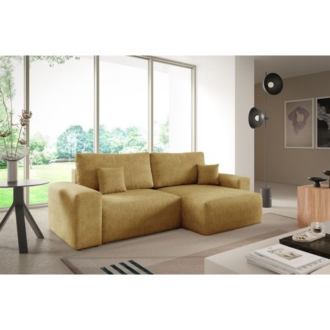 Ecksofa Schlafsofa Sofa ARONA XS in Stoff Centaur Honiggelb Ottomane Rechts