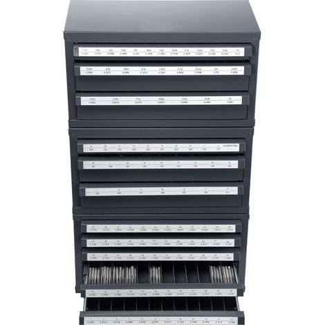 Mophorn Mobiletto porta punte da trapano, 3 cassetti da 1/16" a 1/2" e dalla A alla Z, organizer a cinque cassetti per calibro filo n. 1 a n. 60, contenitore impilabile (1/5)