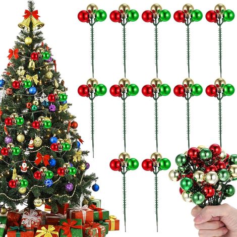 Set mit 12 Weihnachtskugeln, 20 cm – Dekoration für Weihnachtsbäume, Vasen, Kränze, Bastelarbeiten, Weihnachtsgirlanden und als Wohnaccessoire – Rot, Grün, Gold (1/5)