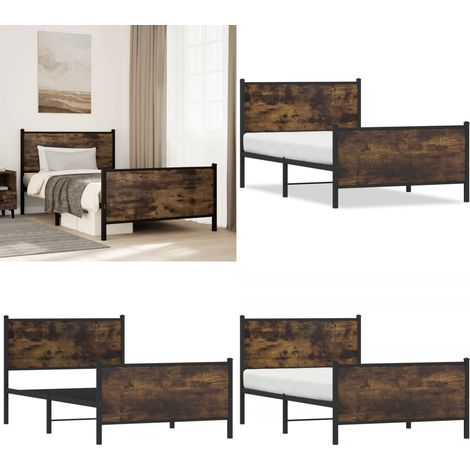 Metallbett ohne Matratze Räuchereiche 100x200 cm - Metallbett - Doppelbett - Boxspringbetten - Bettsystem - Schlafzimmereinrichtung - Home & Living (1/5)