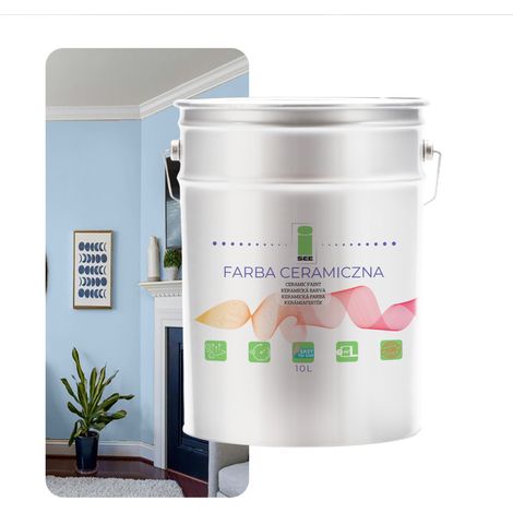 PITTURA MURALE IN CERAMICA, LAVABILE, BLU, 10L, ANTIMACCHIA (1/5)