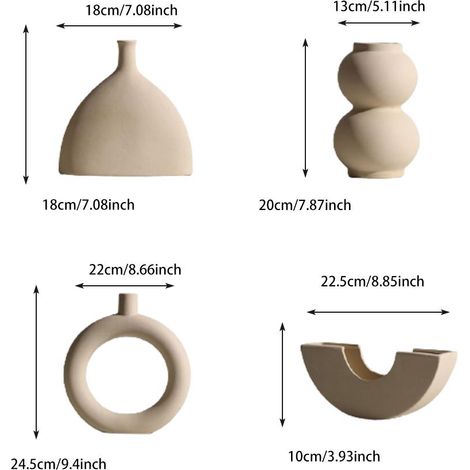 Vase en céramique minimaliste nordique, ornement pour composition de fleurs séchées, décoration fabuleuse pour salon, meuble TV ou bureau. (1/4)