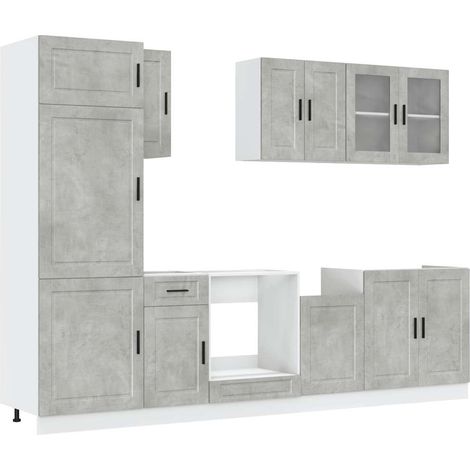 Set Mobili da Cucina 8 pz Kalmar Grigio Cemento in Truciolato vidaXL (1/5)