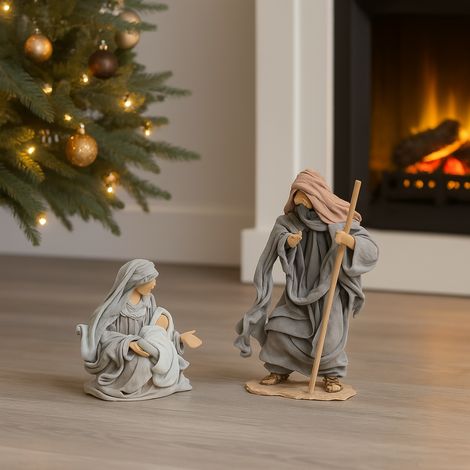 Natività completa per presepe in tessuto set da 3 statue decorazione natalizia h 35 cm (1/3)
