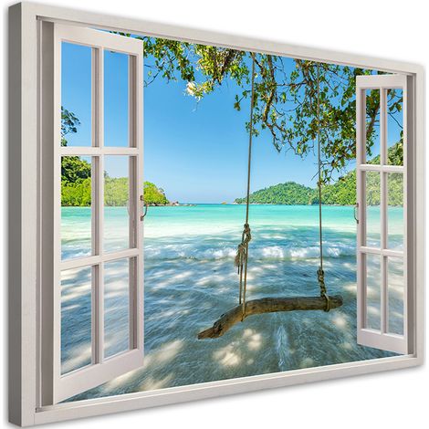 Tableau déco Fenêtre Mer nature 90x60 (1/5)