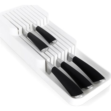 Organizador de cajones para cuchillos, inserto para cuchillos, contenedor blanco de 39 cm.
