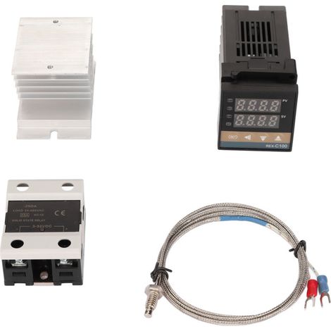 Digital PID thermostat, precise temperature controller with K-type heat sink, solid-state relay for farm use, 100-240V 25A (1/5)