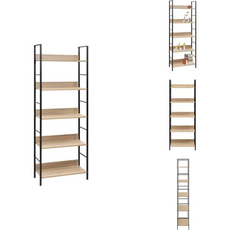Bücherregal 5 Regalböden Eiche 60x27,6x158,5 cm Holzwerkstoff - Bücherregal - Regal - Wohnraumgestaltung - Aufbewahrungslösung - Industrielles Möbelstück (1/5)