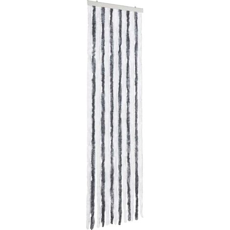 vidaXL Cortina mosquitera de chenilla gris y blanca 56x185 cm (1/2)