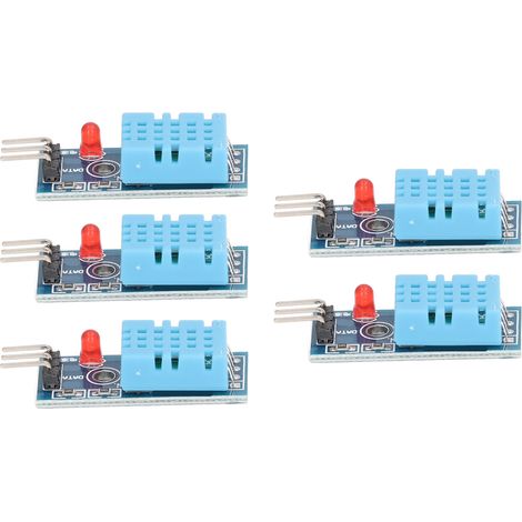 Capteur de température et d'humidité 5 pièces, module de capteur numérique haute sensibilité anti-interférences pour serre, plaque d'adaptation avec lampe et câble de connexion. (1/5)