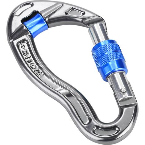 25 kN Sicherheitskarabiner mit Verriegelung für Kletter-, Bergsteiger- und Rettungsausrüstung (Blau) (1/5)
