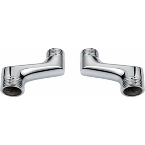 2-teilige Aufsatzbrause mit Winkelstück, Messing-Winkelreduzierstück, verstellbarem Schwenkarm, Wandanschluss für Aufsatzbrause, versetzter G3/4-/G1/2-Anschluss, Chrom
