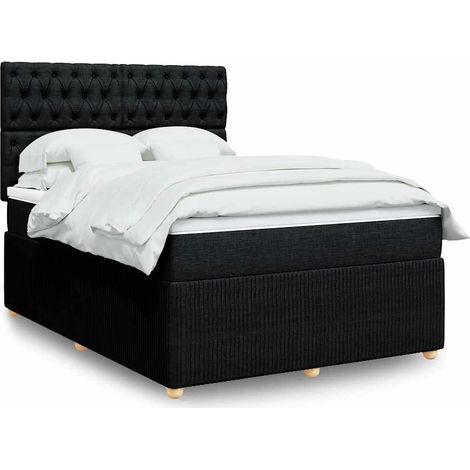 Boxspringbett mit Matratze Schwarz 140x200 cm Stoff